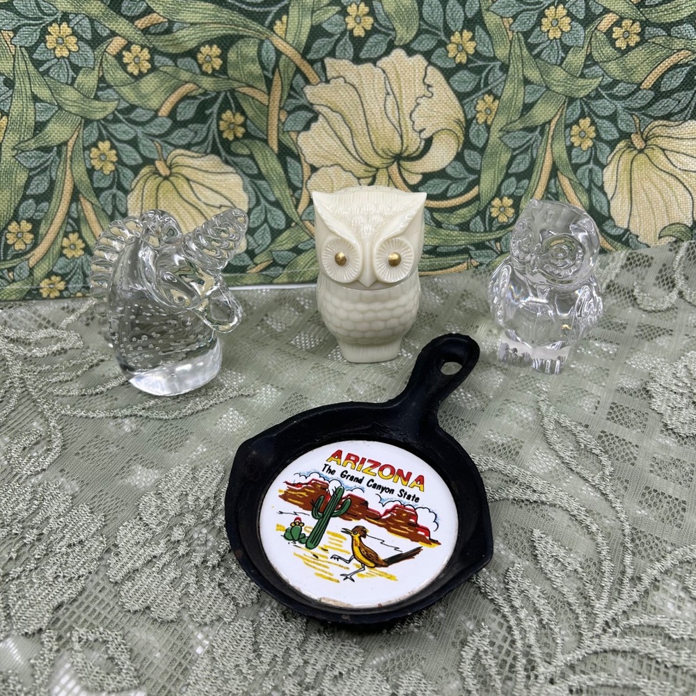 Vintage Home Decor Lot of 4 Miscellaneous Paperweight Coaster Trivet Avon